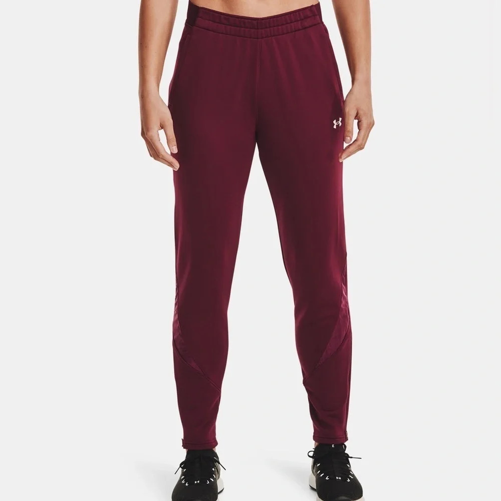 NWT Under Armour Womens XS UA Command Warm‎ Up Pants Maroon Stretch Activewear